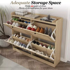 Meuble à chaussures avec tiroirs basculants, Meuble à chaussures étroit avec pieds en bois, Organisateur de chaussures autoportant pour couloir, chambre, salon