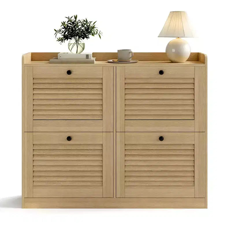 Meuble à chaussures avec tiroirs basculants, Meuble à chaussures étroit avec pieds en bois, Organisateur de chaussures autoportant pour couloir, chambre, salon