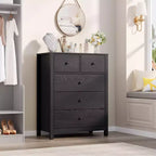 Commode à 5 tiroirs, Organisateur de commode moderne avec tiroirs de rangement, Commodes en bois pour chambre à coucher, entrée, couloir