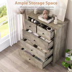 Commode à 5 tiroirs, Organisateur de commode moderne avec tiroirs de rangement, Commodes en bois pour chambre à coucher, entrée, couloir