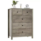 Commode à 5 tiroirs, Organisateur de commode moderne avec tiroirs de rangement, Commodes en bois pour chambre à coucher, entrée, couloir