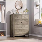 Commode à 5 tiroirs, Organisateur de commode moderne avec tiroirs de rangement, Commodes en bois pour chambre à coucher, entrée, couloir