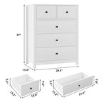 Commode à 5 tiroirs, Organisateur de commode moderne avec tiroirs de rangement, Commodes en bois pour chambre à coucher, entrée, couloir