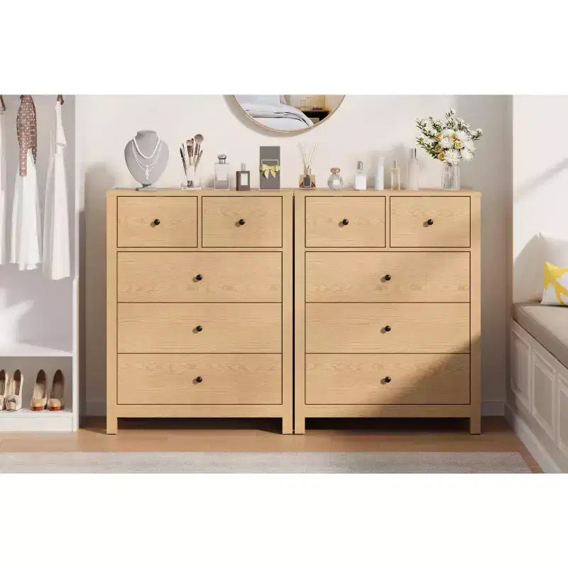Commode à 5 tiroirs, Organisateur de commode moderne avec tiroirs de rangement, Commodes en bois pour chambre à coucher, entrée, couloir