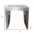 Table d'appoint carrée HomeRoots 24 en aluminium argenté et bois massif avec piètement traîneau