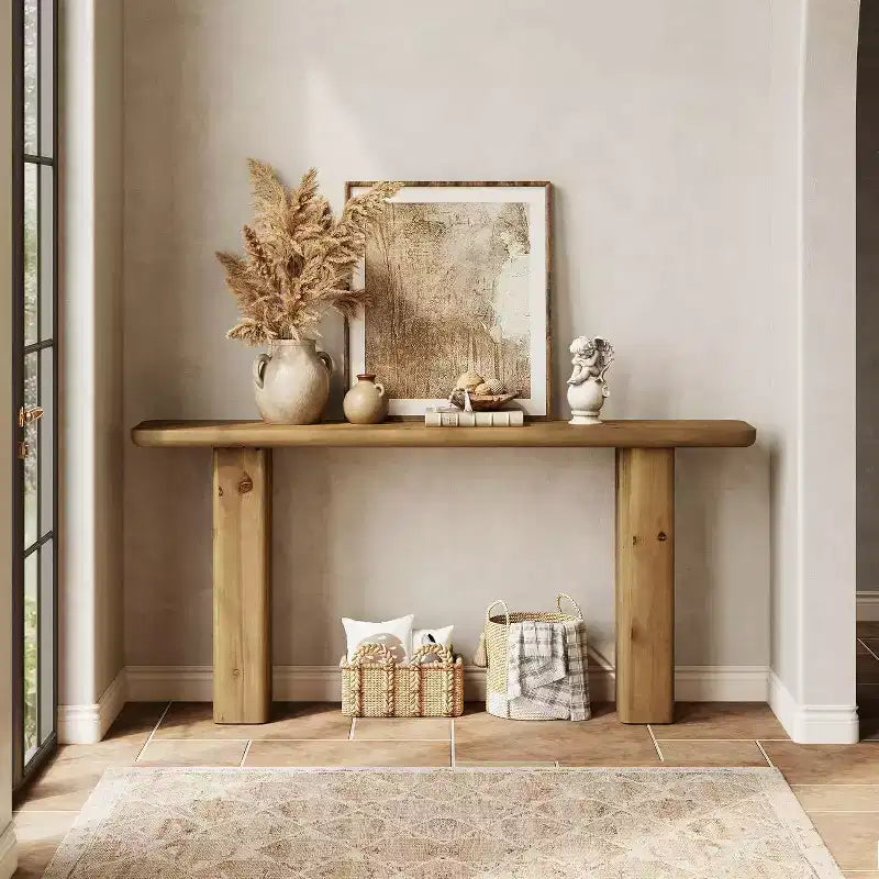 Console en bois massif Lantine, table d'entrée de 160 cm de long, table de canapé rustique pour salon, foyer, couloir, assemblage facile