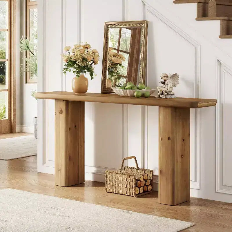 Console en bois massif Lantine, table d'entrée de 160 cm de long, table de canapé rustique pour salon, foyer, couloir, assemblage facile