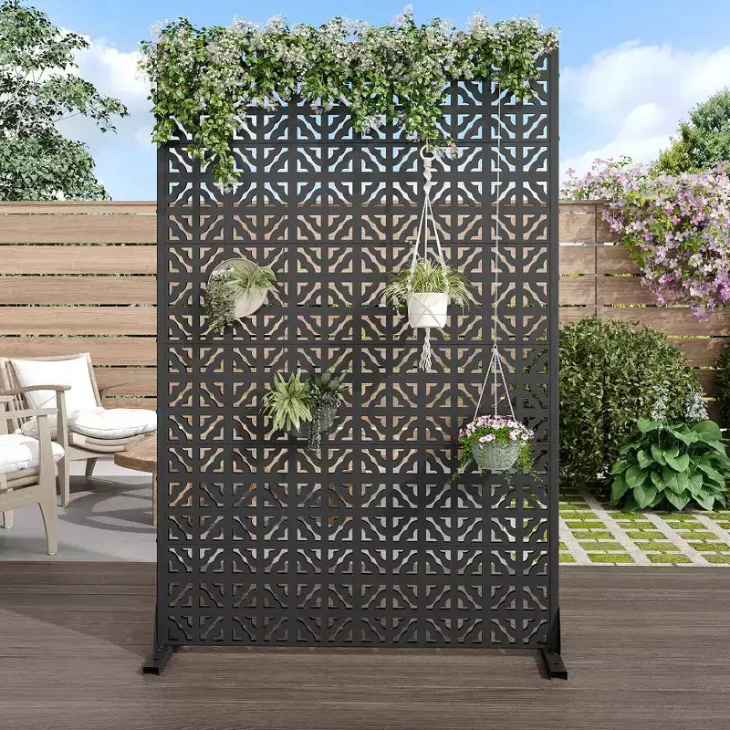 MAYEERTY 72x47 Écran de Panneau d'Intimité Naturel Extérieur Noir, Ensemble de 6 Panneaux Pliants Naturels pour Cour et Jardin