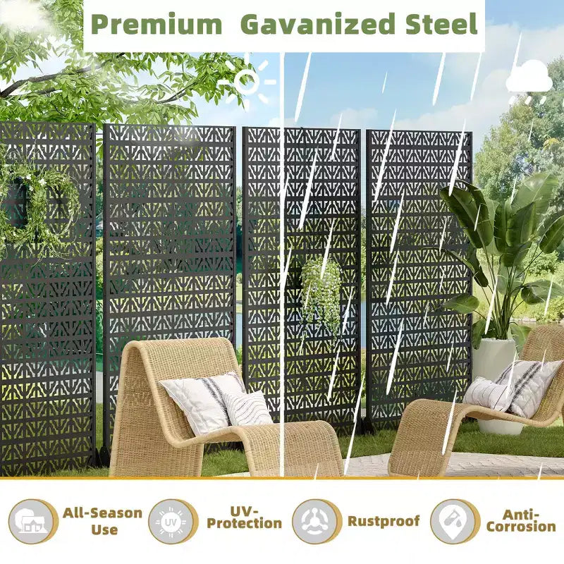 MAYEERTY 72x47 Écran de Panneau d'Intimité Naturel Extérieur Noir, Ensemble de 6 Panneaux Pliants Naturels pour Cour et Jardin