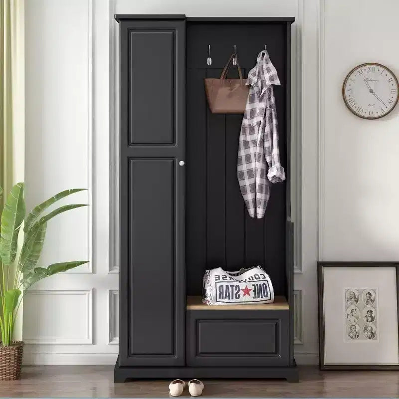 Meuble à chaussures minimaliste pour entrée avec banc à abattant, meuble d'entrée multifonctionnel, étagères réglables et crochets d'entrée