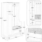Meuble à chaussures minimaliste pour entrée avec banc à abattant, meuble d'entrée multifonctionnel, étagères réglables et crochets d'entrée