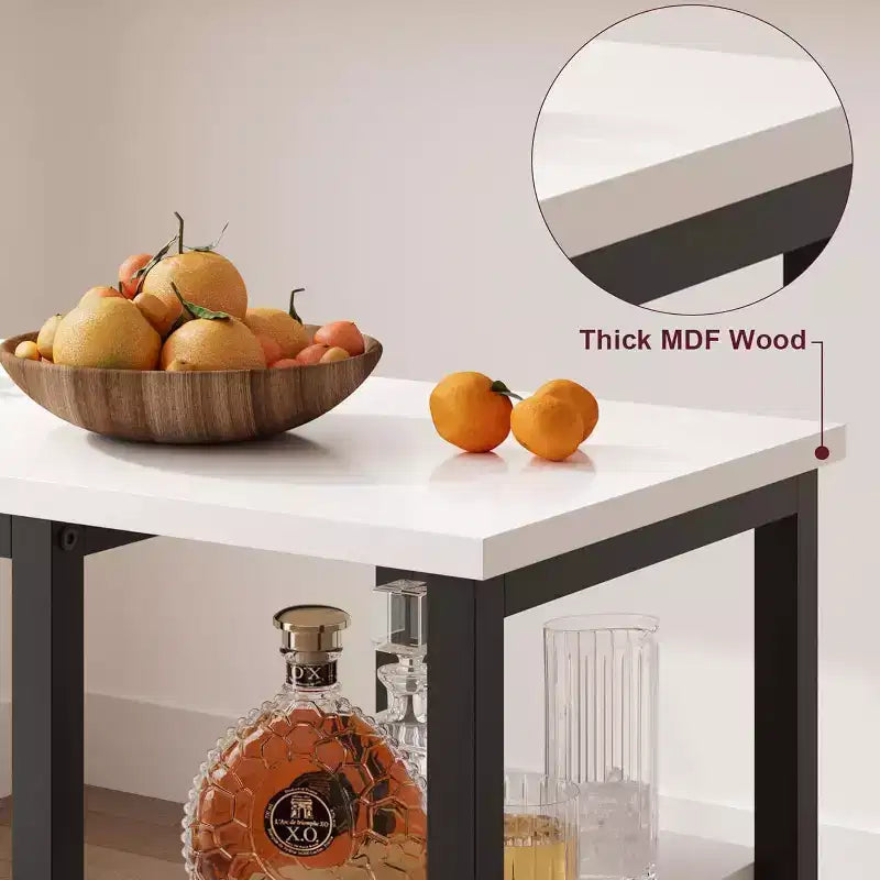 Ensemble bistro 2 personnes Acekool - Table peu encombrante avec 3 étagères de rangement