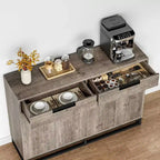 COZONY 55 Buffet enfilade, Grand meuble de rangement de cuisine avec 2 tiroirs et 4 portes, Table de bar à café pour salle à manger