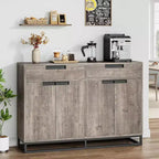 COZONY 55 Buffet enfilade, Grand meuble de rangement de cuisine avec 2 tiroirs et 4 portes, Table de bar à café pour salle à manger