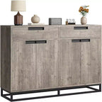 COZONY 55 Buffet enfilade, Grand meuble de rangement de cuisine avec 2 tiroirs et 4 portes, Table de bar à café pour salle à manger