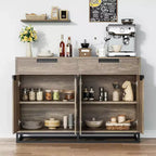 COZONY 55 Buffet enfilade, Grand meuble de rangement de cuisine avec 2 tiroirs et 4 portes, Table de bar à café pour salle à manger
