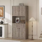 Meuble de rangement 70" cannelé avec comptoir, portes et tiroir pour cuisine et salle à manger