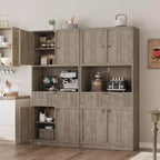 Meuble de rangement 70" cannelé avec comptoir, portes et tiroir pour cuisine et salle à manger