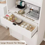 Meuble de rangement 70" cannelé avec comptoir, portes et tiroir pour cuisine et salle à manger