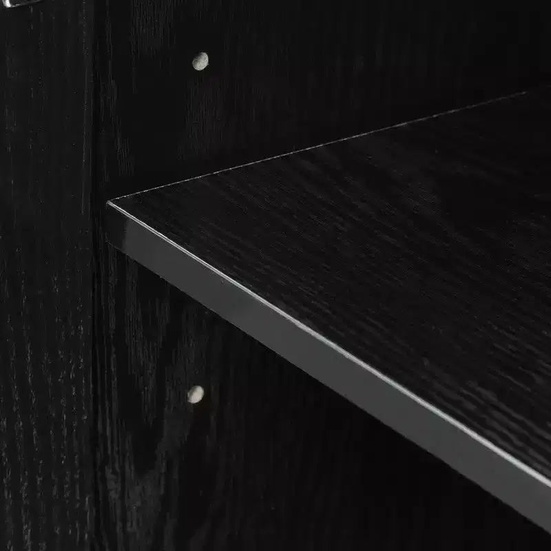 PexFix 62 L x 31 H Buffet moderne avec 4 portes en rotin, console de rangement d'appoint pour couloir, entrée, salle à manger, noir