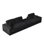 Canapé modulaire en velours côtelé en forme de L de 114,5 po avec fauteuil inclinable, canapé de sol convertible 2-en-1 avec coussins en mousse et oreillers de soutien cervical pour le salon