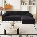Canapé modulaire en velours côtelé en forme de L de 114,5 po avec fauteuil inclinable, canapé de sol convertible 2-en-1 avec coussins en mousse et oreillers de soutien cervical pour le salon