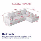 Canapé modulaire en velours côtelé en forme de L de 114,5 po avec fauteuil inclinable, canapé de sol convertible 2-en-1 avec coussins en mousse et oreillers de soutien cervical pour le salon