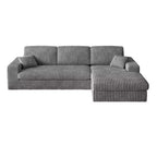 Canapé modulaire en velours côtelé en forme de L de 114,5 po avec fauteuil inclinable, canapé de sol convertible 2-en-1 avec coussins en mousse et oreillers de soutien cervical pour le salon
