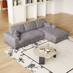 Canapé modulaire en velours côtelé en forme de L de 114,5 po avec fauteuil inclinable, canapé de sol convertible 2-en-1 avec coussins en mousse et oreillers de soutien cervical pour le salon