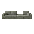 Canapé modulaire en velours côtelé en forme de L de 114,5 po avec fauteuil inclinable, canapé de sol convertible 2-en-1 avec coussins en mousse et oreillers de soutien cervical pour le salon
