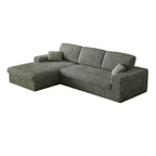 Canapé modulaire en velours côtelé en forme de L de 114,5 po avec fauteuil inclinable, canapé de sol convertible 2-en-1 avec coussins en mousse et oreillers de soutien cervical pour le salon