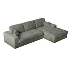 Canapé modulaire en velours côtelé en forme de L de 114,5 po avec fauteuil inclinable, canapé de sol convertible 2-en-1 avec coussins en mousse et oreillers de soutien cervical pour le salon