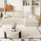 Canapé modulaire en velours côtelé en forme de L de 114,5 po avec fauteuil inclinable, canapé de sol convertible 2-en-1 avec coussins en mousse et oreillers de soutien cervical pour le salon
