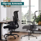 Chaise de bureau moderne Okak en maille réglable avec accoudoirs et soutien lombaire, chaise de bureau ergonomique pivotante pour le bureau et l'étude