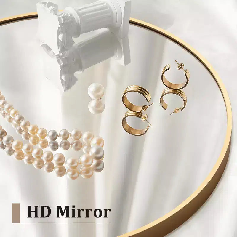 MAYEERTY Miroir suspendu alliage d'aluminium bord fin angle droit arche or