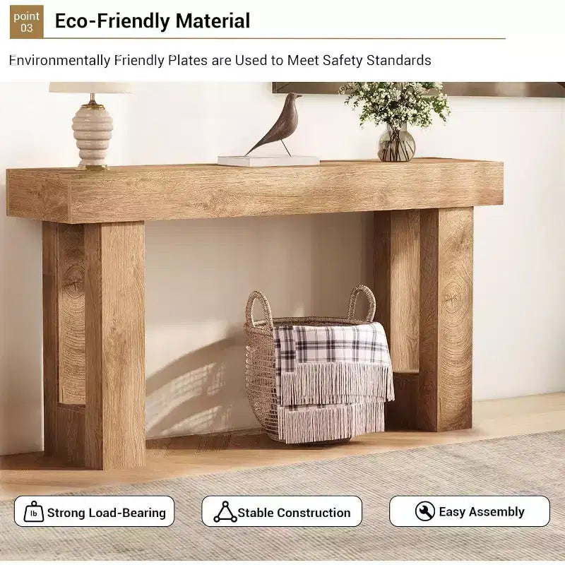 Acekool 63 Table console moderne de style ferme, table de canapé rectangulaire étroite avec finition grain de bois, table d'entrée pour salon ou appartement