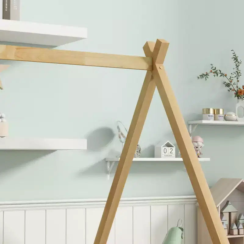 Cadre de lit au sol jumeau/double en forme de tente avec barrières de sécurité - ModernLuxe