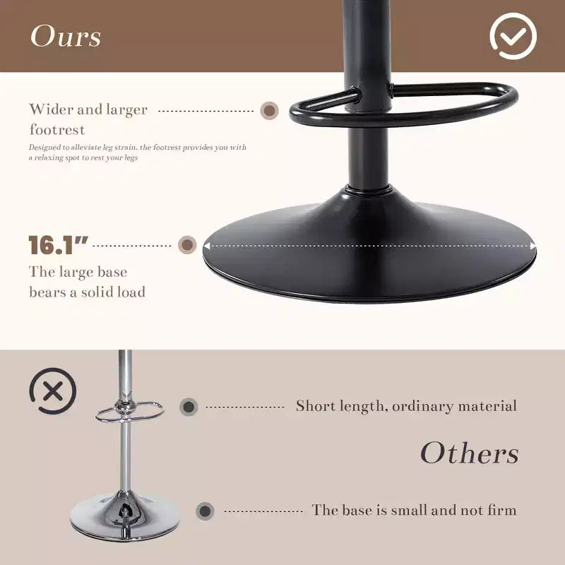 Okak Lot de 2 tabourets de bar rembourrés pivotants réglables en hauteur avec repose-pieds, chaises de comptoir sans accoudoirs en similicuir pour salles à manger