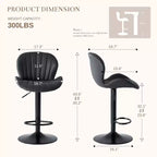 Okak Lot de 2 tabourets de bar rembourrés pivotants réglables en hauteur avec repose-pieds, chaises de comptoir sans accoudoirs en similicuir pour salles à manger