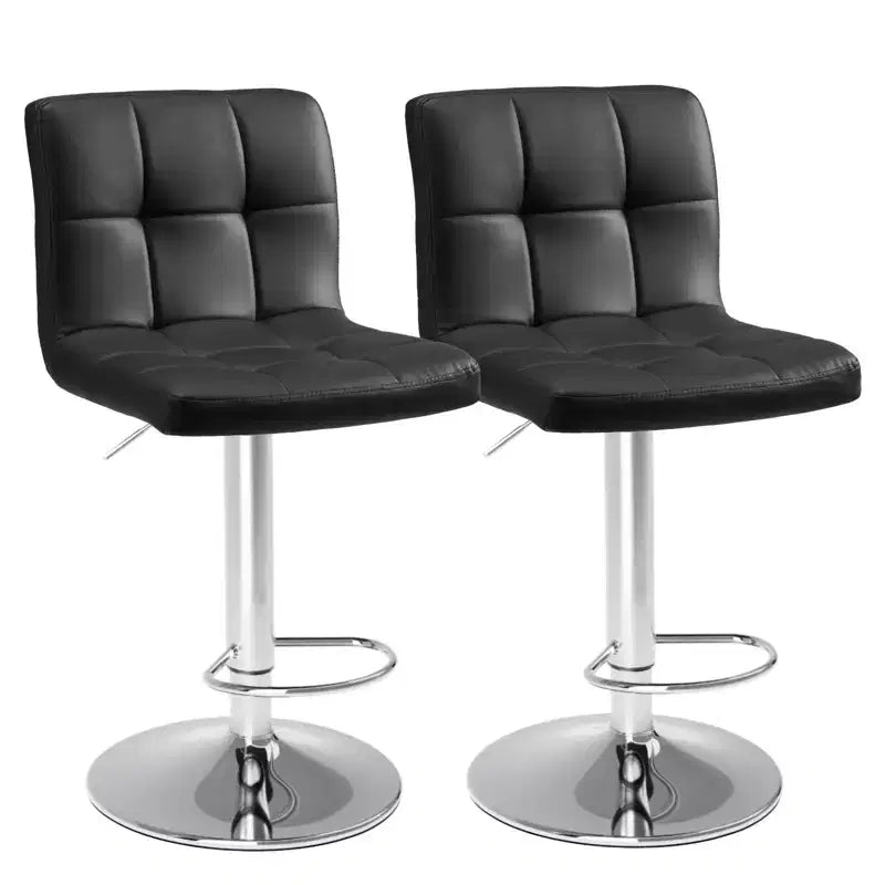 Okak Lot de 2 tabourets de bar rembourrés pivotants réglables en hauteur avec repose-pieds, chaises de comptoir sans accoudoirs en similicuir pour salles à manger