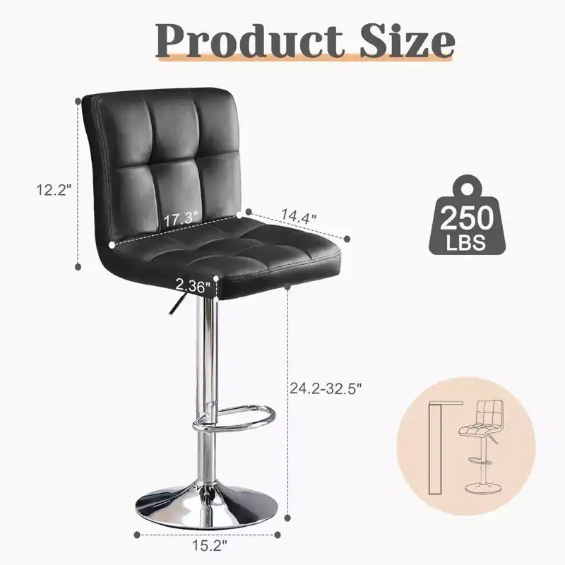 Okak Lot de 2 tabourets de bar rembourrés pivotants réglables en hauteur avec repose-pieds, chaises de comptoir sans accoudoirs en similicuir pour salles à manger