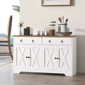 Okak Farmhouse Sideboard Cabinet, Buffet Cabinet with 4 Doors and 2 Drawers, Storage Cabinet for Living Room, Dining Room, Kitchen, White