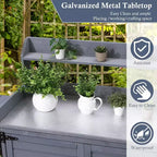 Établi de rempotage en bois massif Acekool - Table de jardinage d'extérieur avec plateau en métal, armoire de rangement et housse pour outils de plantation