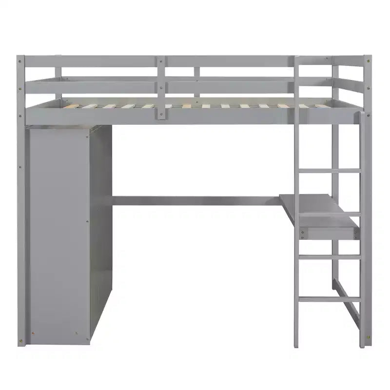 Lit mezzanine pleine grandeur avec armoire et bureau, cadre de lit mezzanine en bois avec étagères de rangement et tiroirs pour enfants, adolescents et adultes