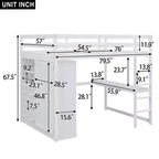 Lit mezzanine pleine grandeur avec armoire et bureau, cadre de lit mezzanine en bois avec étagères de rangement et tiroirs pour enfants, adolescents et adultes