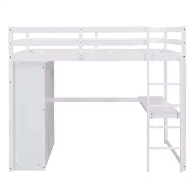 Lit mezzanine pleine grandeur avec armoire et bureau, cadre de lit mezzanine en bois avec étagères de rangement et tiroirs pour enfants, adolescents et adultes