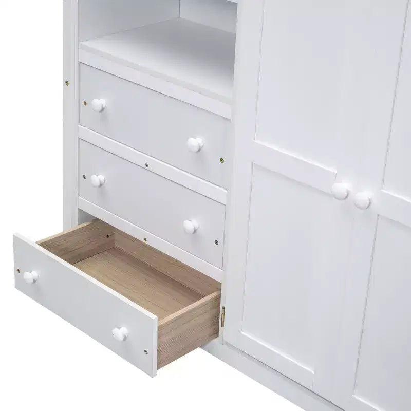 Lit mezzanine pleine grandeur avec armoire et bureau, cadre de lit mezzanine en bois avec étagères de rangement et tiroirs pour enfants, adolescents et adultes