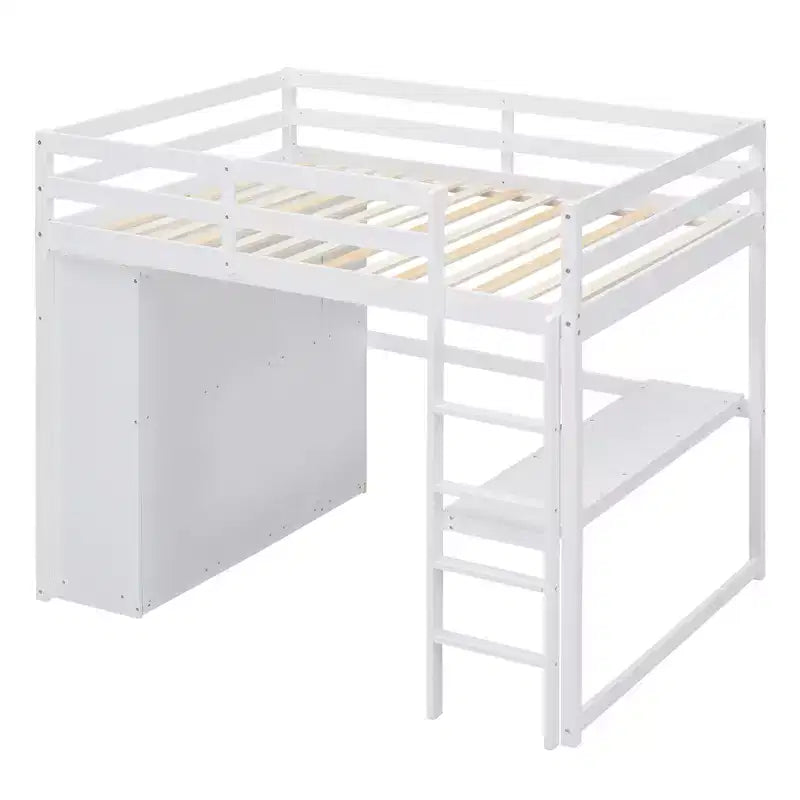 Lit mezzanine pleine grandeur avec armoire et bureau, cadre de lit mezzanine en bois avec étagères de rangement et tiroirs pour enfants, adolescents et adultes