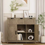 Okak Armoire de rangement polyvalente pour salle de bain, chambre et salon, meuble de rangement au sol avec 3 tiroirs, 2 compartiments et 3 portes, meuble d'appoint
