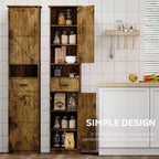 Meuble de Rangement Haut de Salle de Bain Okak, Armoire Autoportante de 69" avec Étagères Réglables, Portes et Dispositif Anti-Basculement pour Cuisine et Salon